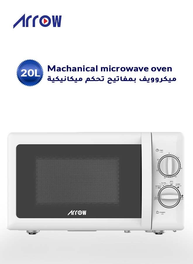 Arrow 20L Mechanical Countertop Microwave Oven, 700W | 5 Power Levels | 2 Years Warranty | Easy-to-Use Mechanical Control | Compact Design for Space Saving | Ideal for Cooking and Heating | Model Name: RO-20MW - Image 1